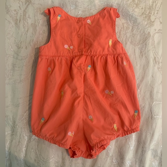 Gymboree Orange Bubble Romper With Embroidered Ice Cream Cones, baby girl 6-12m - Picture 6 of 6
